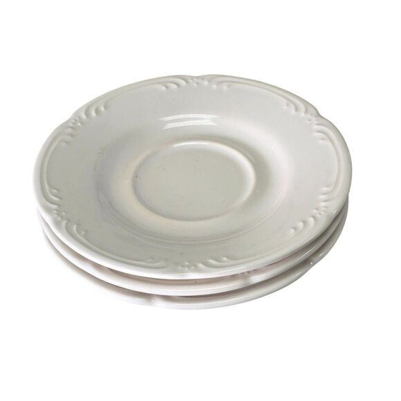 Pfaltzgraff White Saucers Embossed Design Vintage Style 6" Set 3 - Picture 6 of 6